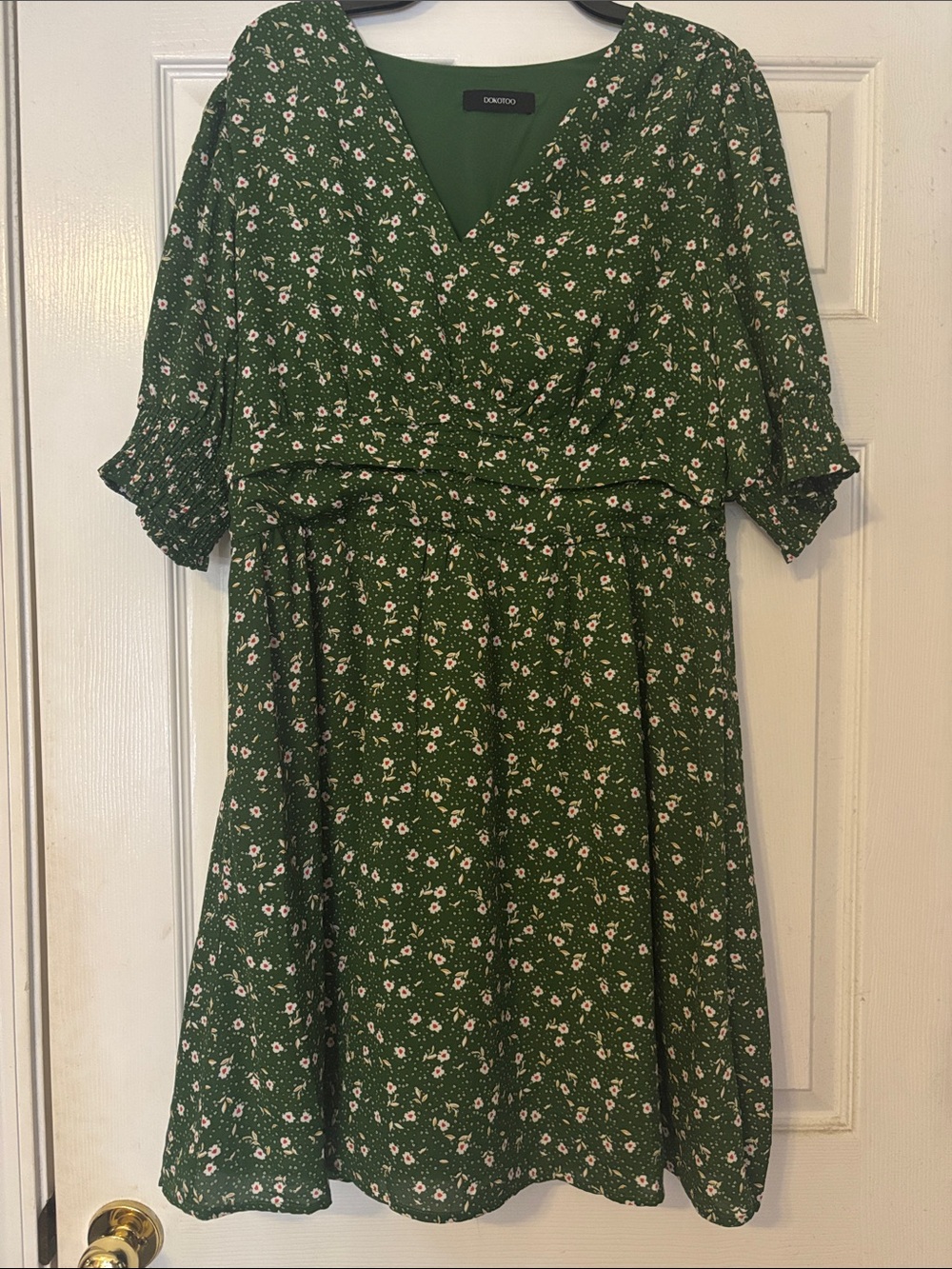 Coolibar Green Floral Wrap-Style Dress